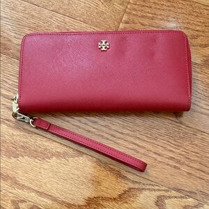 Tory Burch Cherry Red Zip-Around Wallet